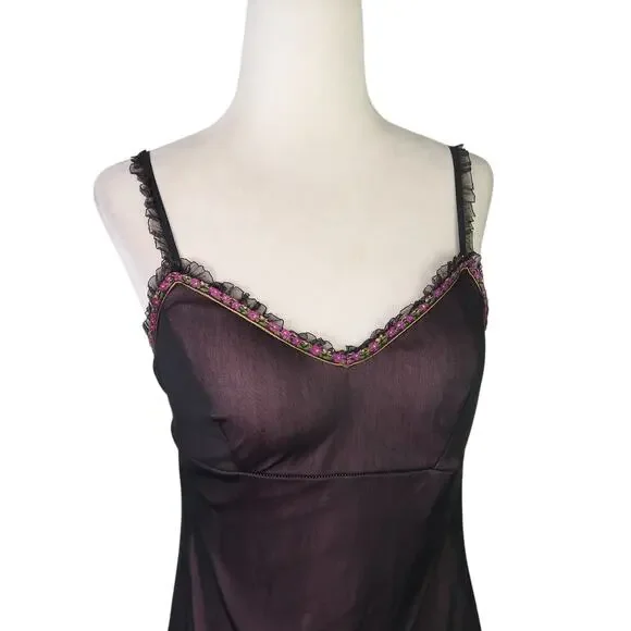 Vintage Y2K Rampage Black Sheer Mesh Slip Babydoll Mini Dress S - Picture 2 of 7